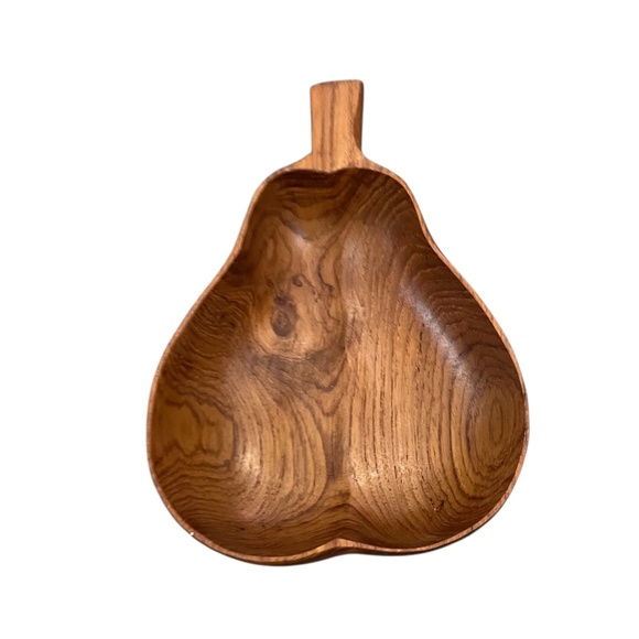Set of 6 Vintage Handcrafted Pear Shape Teak Wood Carved Salad Bowls, - Picture 5 of 6